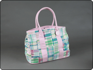 C-Red Brand Pink Plaid Large Tote