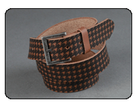 C-Red Brand Brown Herringbone Pattern Leather Belt