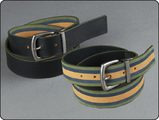 C-Red Brand Reversible Olive Multi Stripe Suede Belt to Black Leather