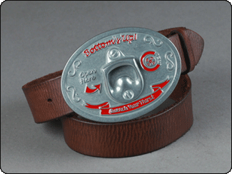 C-Red Brand Bottle Opener Belt with Brown Leather Strap