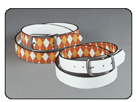 C-Red Brand White Leather to Argyle Print Reversible Belt