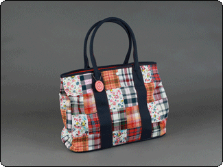 C-Red Brand Plaid Floral Large Tote