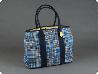 C-Red Brand Blue Plaid Large Tote