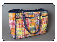 C-Red Brand Plaid Floral Reversible Tote