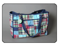 C-Red Brand Plaid Floral Reversible Tote