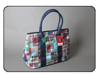 C-Red Brand Pink and Baby Blue Plaid Large Tote