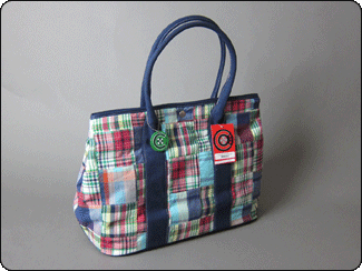 C-Red Brand Pink and Baby Blue Plaid Large Tote