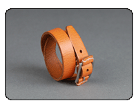 C-Red Brand Orange Leather Double Wrap Wrist Cuff