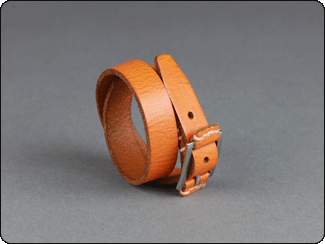 C-Red Brand Orange Leather Double Wrap Wrist Cuff
