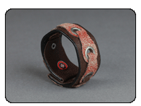C-Red Brand Distressed Leather with Round Grommet Link Cuff