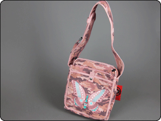 C-Red Brand Pink Camouflaque Messenger Bag with Butterfly Embroidery