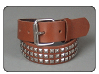C-Red Brand Brown Leather Pyramid Studded Toddler Belt