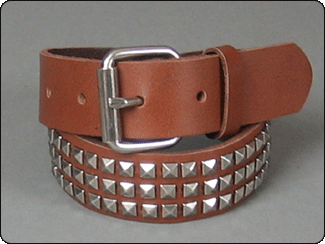C-Red Brand Brown Leather Pyramid Studded Toddler Belt