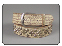 C-Red Brand Off White Vintage Leather Belt with Antique Studs
