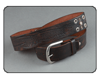 C-Red Brand Brown Vintage Eagle Embossed Belt with Multi Hammered Studs