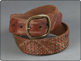 C-Red Brand Brown Mini Cross Stud Belt
