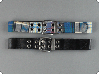 C-Red Brand Reversible Madras to Black Leather Toddler Preppy Belt