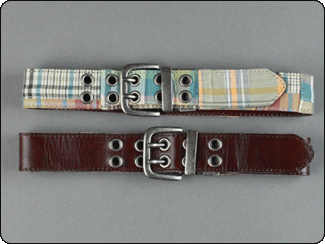 C-Red Brand Reversible Madras to Brown Leather Toddler Preppy Belt