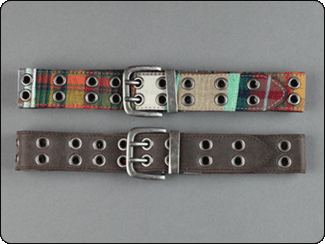 C-Red Brand Reversible Brown Leather to Madras Grommet Belt Toddler Preppy Belt