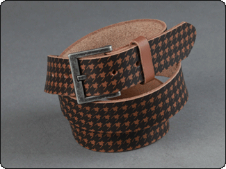 C-Red Brand Brown Herringbone Pattern Leather Belt