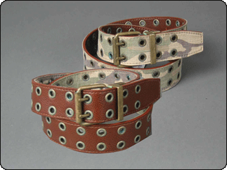 C-Red Brand Reversible Brown Leather to Camouflague Grommet Belt