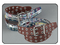 C-Red Brand Reversible Brown Leather to Blue Multi Madras Grommet Belt