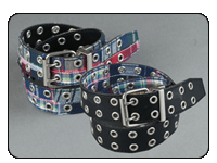 C-Red Brand Reversible Black Leather to Madras Grommet Belt