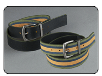 C-Red Brand Reversible Olive Multi Stripe Suede Belt to Black Leather