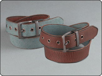 C-Red Brand Reversible Brown Leather to Vintage Denim Belt