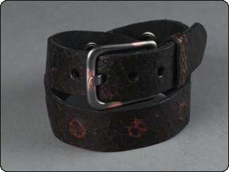C-Red Brand Brown Crackle Leather with Hidden Grommets Belt