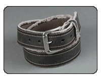 C-Red Brand Black Frayed Leather Belt