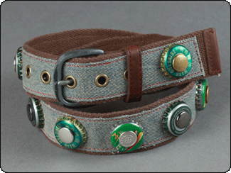 C-Red Brand C-RED Logo'd  Snap Off Beer Bottle Cap Belt