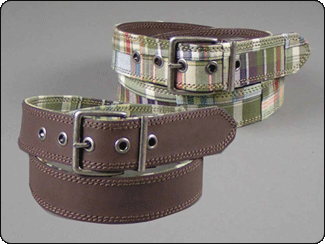 C-Red Brand Reversible Brown Leather to Madras Belt