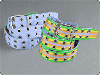 C-Red Brand Reversible Striped Grograin Reversing to Lavende Web Grommet Belt