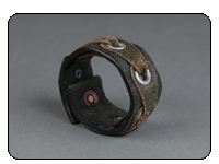 C-Red Brand Brown Distressed Leather Grommet Link Cuff