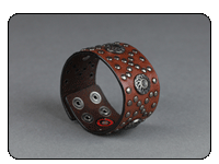 C-Red Brand Brown Leather with Multi Studs Cuff