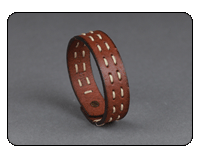 C-Red Brand Leather Double Contrast Stitch Cuff