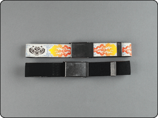 C-Red Brand White Printed Leather Tiger with Flame Toddler Belt
