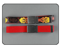 C-Red Brand Black Printed Leather Tiger with Flames Reversible Belt
