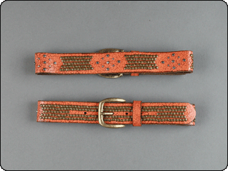 C-Red Brand Studded Orange Distressed Leather Toddler Belt